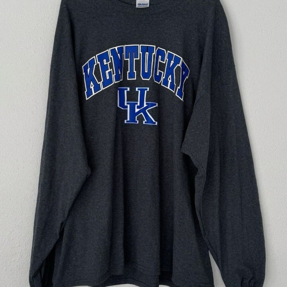 Kentucky Wildcats Football Men's 2XL Long Sleeve Grey NCAA Cotton Blend